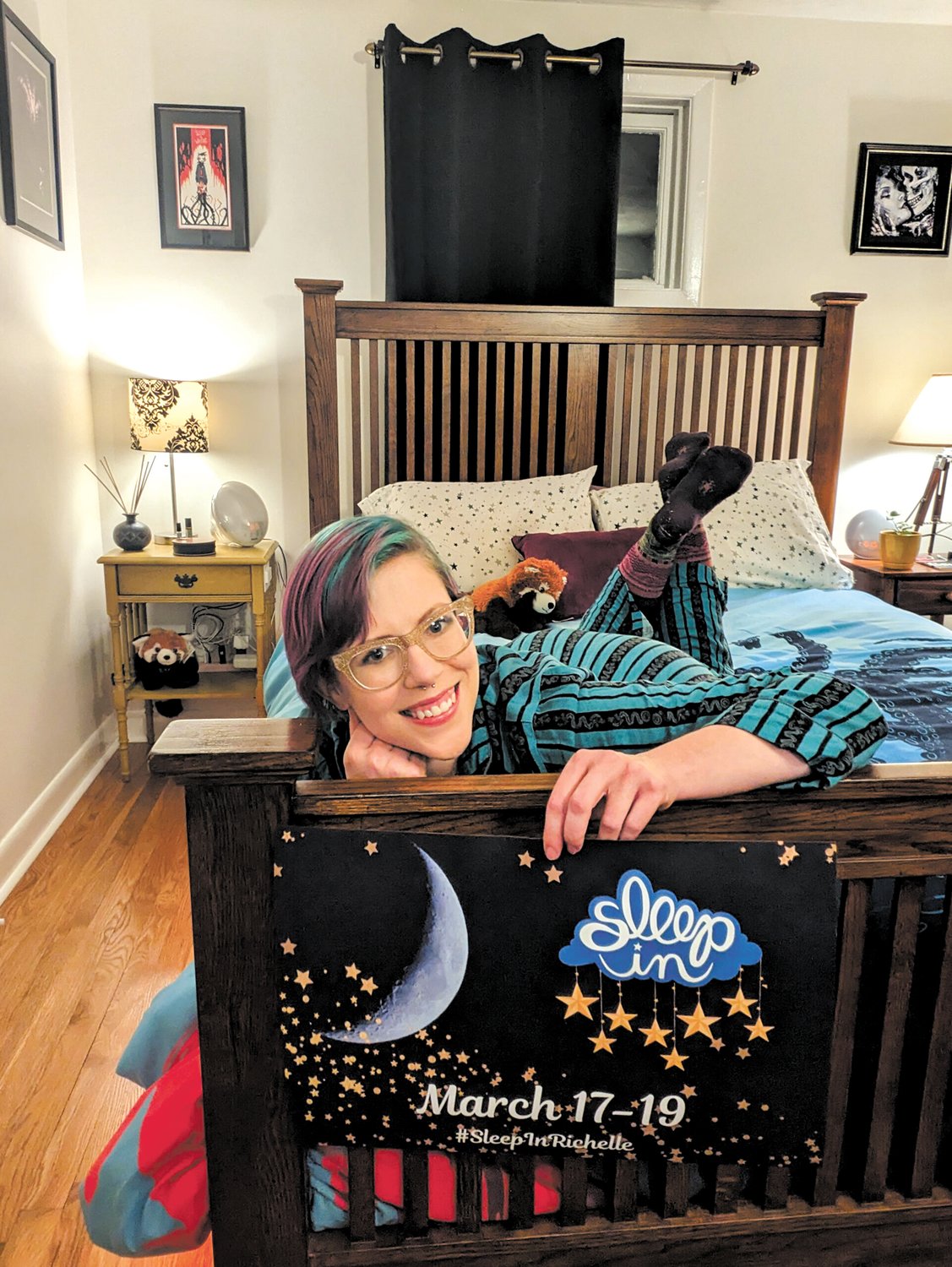 SLEEP IN TO STAND OUT: Richelle spreads word of the event with posts to her website and her own hashtag, #SleepInRichelle (Photo courtesy of Richelle Topping)
